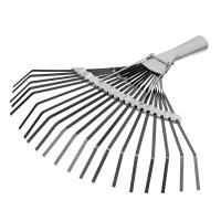 Грабли веерные стальные, 385 мм, 20 плоских зубьев, оксидированные, без черенка, Сибртех