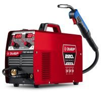 ЗУБР MASTER, MIG / MAG, FCAW, MMA, TIG, 220 А, полуавтомат сварочный, с газом / без газа, горелка ПСГ-220 (ПСГ-М8-220)