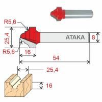 Фреза Атака пазовая фасонная D19/ф12/H16