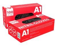 A1 Nitril Gloves перчатки нитриловые, черные, в упаковке 100шт.
