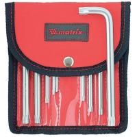 MATRIX Набор ключей имбусовых Torx -Torx Tamper 9 шт, T10-T50, CrV, коротких, с сатиновым покрытием, чехол