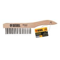 Щетка зачистная 5-и рядная, прямая проволока из нержавеющей стали с деревянной ручкой, EFP// Denzel