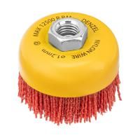 Щетка для УШМ, 75 мм, Чашка, нейлоновая щетина, М14 Denzel