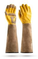 GRINDA ROSE, M (8), кожаные садовые перчатки для колючих кустарников с увеличенной крагой, усиленная ладонь и кончики пальцев, PRO Line (11303-M)