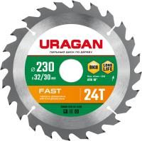 URAGAN Fast, 230 х 32/30 мм, 24Т, пильный диск по дереву (36800-230-32-24)