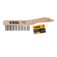 Щетка зачистная 3-х рядная, прямая проволока из нержавеющей стали с деревянной ручкой, EFP// Denzel