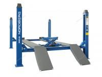 Подъемник четырехстоечный 4.5 т, с ручной траверсой 3 т N433, 380 В, синий NORDBERG 4445J_MB(M)-N433