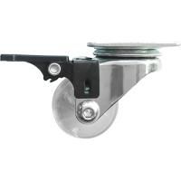 СИБРТЕХ Колесо ПУ прозрачное поворотное с тормозом d-35 мм, крепление платформенное