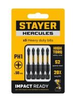 STAYER HERCULES, PH1, 50 мм, 5 шт, торсионные биты (26231-1-50-5)