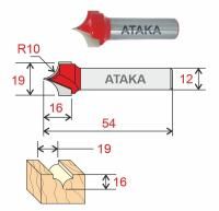Фреза Атака пазовая фасонная D19/ф12/H16