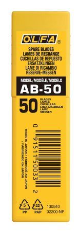 OLFA 9 мм, 50 шт, в пластиковом кейсе, сегментированные лезвия (OL-AB-50)