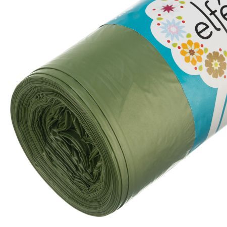 Пакеты для мусора с завязками 35 л х 15 шт, зеленые, Elfe