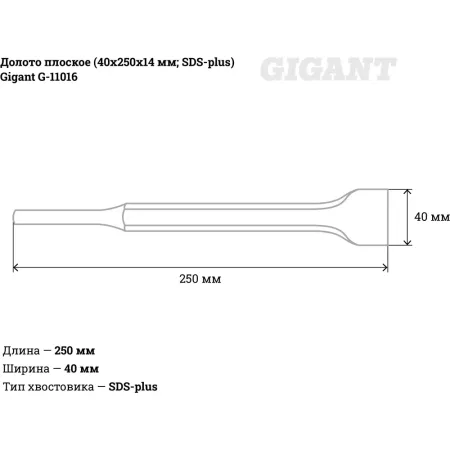 Плоское долото sds-plus Gigant G-11016