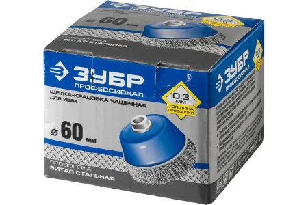 ЗУБР Ø 60 мм, проволока 0.3 мм, щетка чашечная для УШМ 35261-060 Профессионал