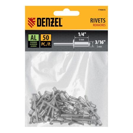 Заклепки алюминиевые, 3/16"-1/4", 5 х 6 мм, 50 шт Denzel