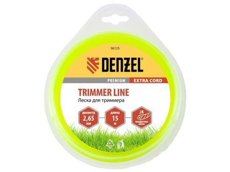 Леска для триммера двухкомпонентная, квадратная 2.65 мм x 15 м Extra cord Denzel