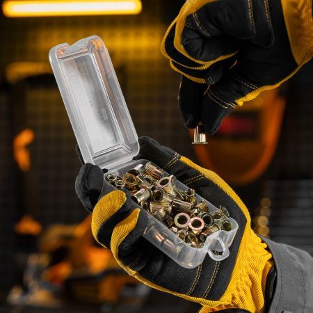 Заклепки резьбовые, стальные, оцинкованные, М6, пластиковый кейс, 70 шт. Denzel