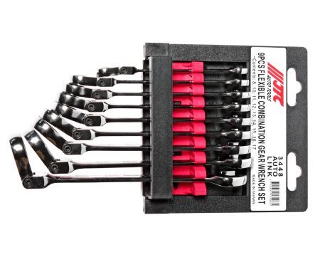 Набор ключей комбинированных 8-17мм трещоточных шарнирных 9 предметов на холдереJTCJTC