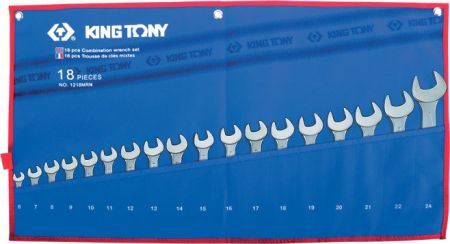Набор комбинированных ключей, 6-24 мм чехол из теторона, 18 предметов KING TONY 1218MRN
