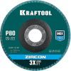 KRAFTOOL 125 х 22.2 мм, P80, круг лепестковый циркониевый торцевой по металлу и нержавеющей стали (36594-125-80)
