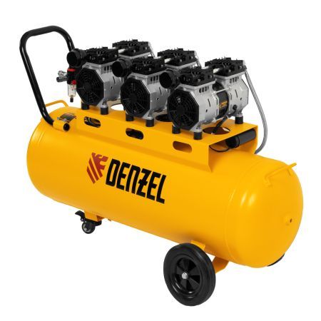Компрессор безмасляный, малошумный DLS 1800/100,1800 Вт, 3x600, 100 л, 345 л/мин Denzel