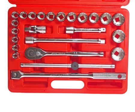 Набор головок торцевых 1/2" 12-ти гранных 10-32мм 24 предмета в кейсе JTCJTC