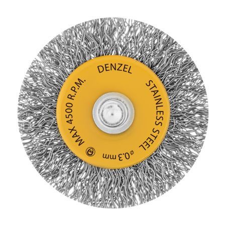 Щетка для дрели, 50 мм, Плоская, со шпилькой, нержавеющая витая проволока Denzel