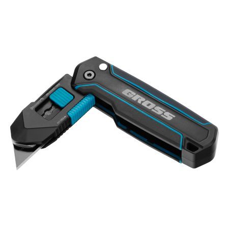Нож-скребок складной, 19мм, сменное лезвие, SK2, 5 запас. лезвий, алюмин. корпус, клипса GROSS