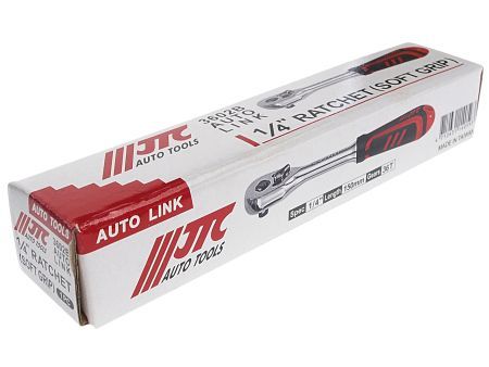 Ключ трещотка 1/4" 36 зубьев 150мм резиновая рукоятка JTCJTC