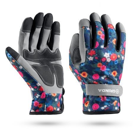 GRINDA AMBER, M (8), садовые перчатки из искусственной кожи с усиленным наладонником и кончиками пальцев, PRO Line (1139-M)