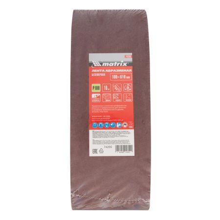 Лента абразивная бесконечная, P 100, 100 х 610 мм, 10 шт Matrix