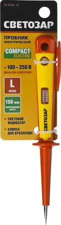 СВЕТОЗАР 100 - 250 В, 150 мм, электрический пробник (SV-45161-15)