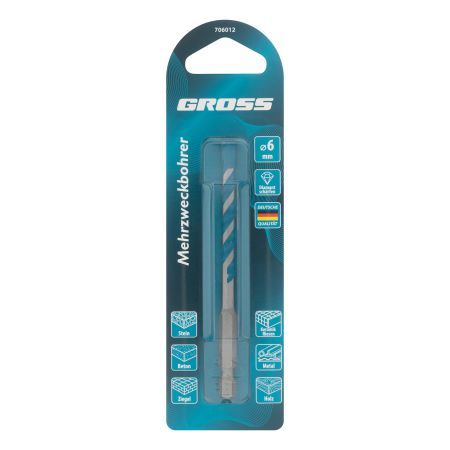 Сверло универсальное, Multipurpose PRO, 6-гр. хвостовик, 6мм Gross