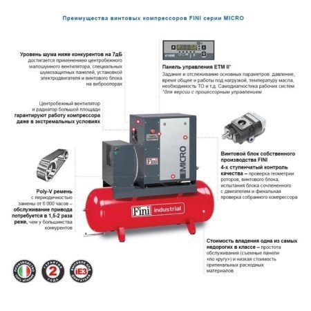 FINI MICRO 5.5 ES Винтовой компрессор с осушителем на ресивере 270л.