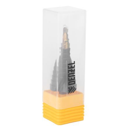 Сверло ступенчатое, 6-8-10-12-14-16-18-20-22-24-26-28-30мм, Р6М5, 6-гр. хвостовик Denzel