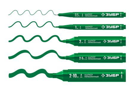 ЗУБР МП-300К зеленый, 2-5 мм, клиновидный перманентный маркер (06323-4)