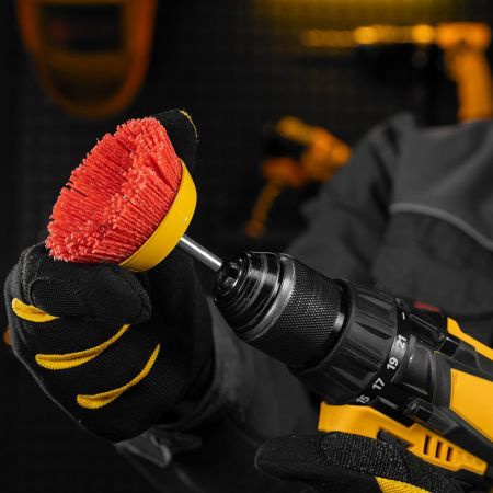 Щетка для дрели, 75 мм, Чашка, со шпилькой, нейлоновая щетина Denzel