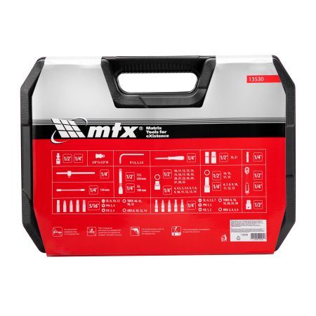 Набор инструментов, 1/2", 1/4", пластиковый кейс, 94 предмета MTX