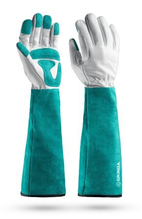 GRINDA ROSE, M (8), кожаные садовые перчатки для колючих кустарников с увеличенной крагой, усиленная ладонь и кончики пальцев, PRO Line (11304-M)