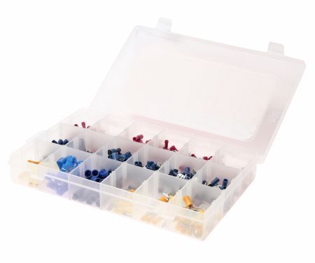 Набор клемм автомобильных изолированных 18 типоразмеров 530шт. в боксе JTCJTC