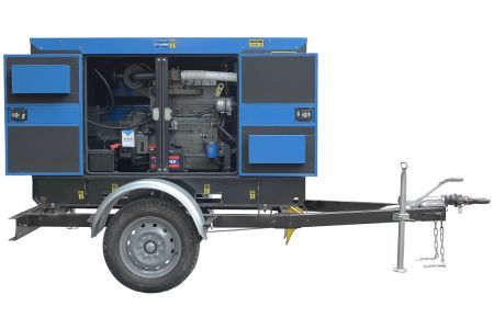 Дизельный генератор ТСС ЭД-80-Т400 с АВР в шумозащитном кожухе на прицепе