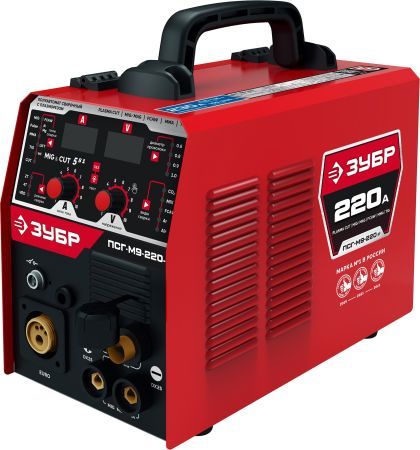 ЗУБР MIG & CUT 5-в-1, MIG / MAG, PLASMA CUT, FCAW, MMA, TIG, 220 А, полуавтомат сварочный, с газом / без газа, горелка ПСГ-220 (ПСГ-М9-220-Р)