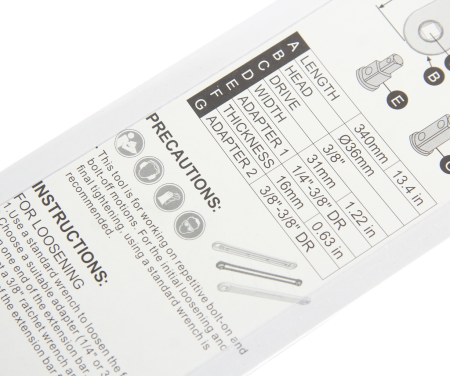Удлинитель трещотки для труднодоступных мест с адаптерами 1/4, 3/8" L=340мм JTCJTC