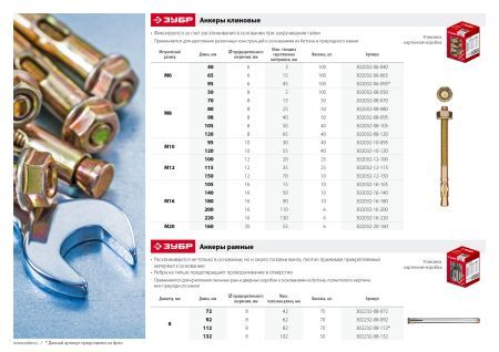 ЗУБР М8 х 50 мм, 100 шт, клиновой анкер (302032-08-050)