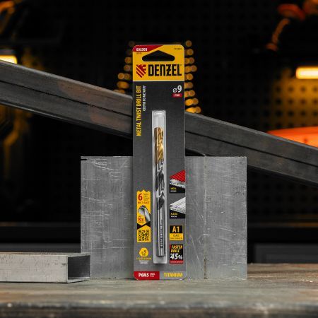 Сверло спиральное по металлу 9 x 125мм, Р6М5, Golden Tip, многогранная заточка Denzel