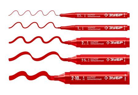 ЗУБР МП-50 красный, 0.5 мм перманентный маркер (06321-3)