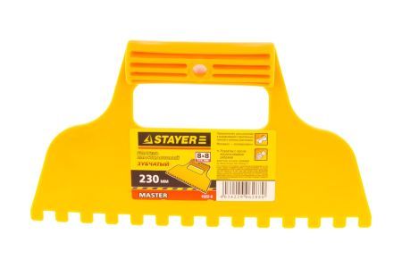 Малярный пластмассовый шпатель STAYER 230мм зубчатый 8х8 мм 1022-8