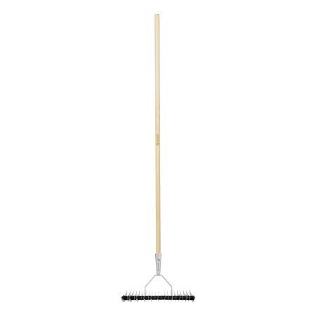 Грабли двусторонние аэраторные, стальные, зубъя 11/21шт, 340 мм, деревянный черенок, BASE Palisad