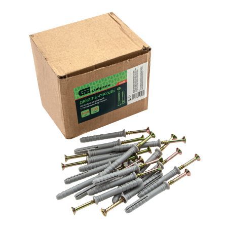 Дюбель-гвоздь полипропиленовый с потайным бортиком 8 х 60 мм, 100 шт Сибртех