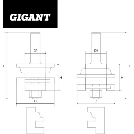 Набор фрез комбинированных рамочных Gigant GC-0073